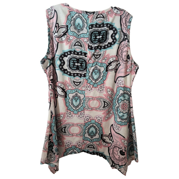 Woman's Sleeveless Tunic top Size XL Multicolor Shark Bite Hem Pullover Tee - Picture 8 of 10